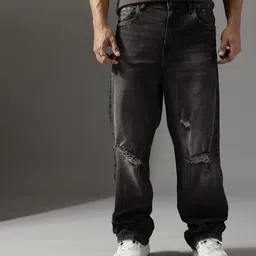 FCUK Men Relaxed Fit Mildly Distressed Light Fade Stretchable Jeans image 4