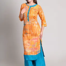 DELIS Women Printed Regular Beads and Stones Kurta with Palazzos image 3