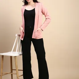 Kryptic Pack Of 2 Open Front Regular Fit Cotton Shrugs With Pocket For Layering image 3