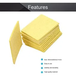 SCHOFIC Soldering Iron Tip Cleaning Sponge 60x60 mm Yellow for Cleaning Oxidation And Debris From Soldering Iron Tips (Pack of 20) image 5