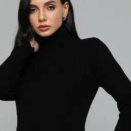 Chemistry Women Black Ribbed Pullover-picture-39