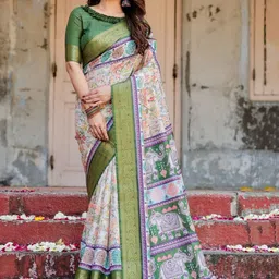 MAHARANI COUTURE Women Ethnic Motifs Printed Zari Banarasi Saree-picture-19