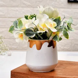 Myntra Elegant Homes White 1 Pieces Freesia Artificial Plant With Pot-picture-12