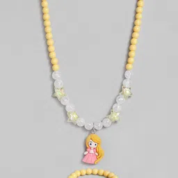 EL REGALO Girls Yellow Beaded Necklace  Bracelet Jewellery Set-image-99