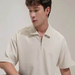 HIGHLANDER Men Self Design Polo Collar Oversized T-shirt-picture-40