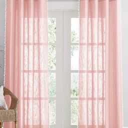HOMEMONDE Pink & White Set of 2 Sheer Long Door Curtain-picture-34