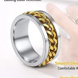 VIEN 18KT Gold-Plated Rotatable Link Chain Finger Ring image 4