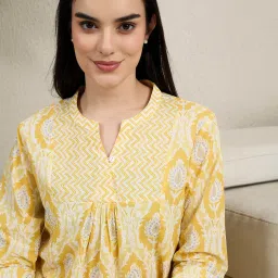 July Nightwear Cotton Yellow Printed Kurti with Pajama image 5