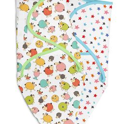 SuperBottoms Dry Feel Swaddle Wrap, SuperDry Feel Layer 100% Cotton Easy To Wear Printed Pack of 2 White-picture-46