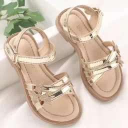 Babyoye Sandals with Velcro Closure & Star Applique - Golden-picture-24