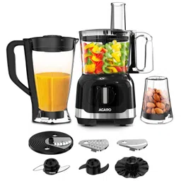 AGARO Grand Food Processor, Multi functional, 1000W, 2-in-1 Feed Chute Vegetable Chopper & Meat Grinder for Mincing, Dicing, Shredding, Puree & Kneading Dough, Stainless Steel Blade, Black-picture-12