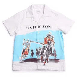 US Polo Assn Cotton Knit Half Sleeves Shirt With Polo Print - White-picture-14