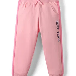 Babyhug Terry Knit Full Length Lounge Pant With Text Print - Pink-picture-15