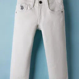 US Polo Assn Cotton Knit Full Length Solid Colour Jeans - White-image-93