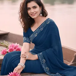 DESI RIWAAZ Embellished Sequinned Pure Georgette Heavy Work Fashion Saree-picture-26