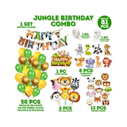 Zyozi Jungle Safari Birthday Decorations  Multicolor - Pack of 81 image 2