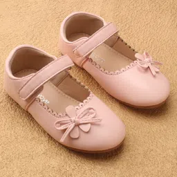 Babyoye Velcro Closure Ballerina With Floral Applique - Pink image 2