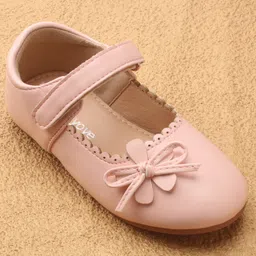 Babyoye Velcro Closure Ballerina With Floral Applique - Pink image 3
