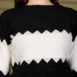 Moda Rapido Women Colourblocked Woollen Pullover with Fuzzy Detail image 4