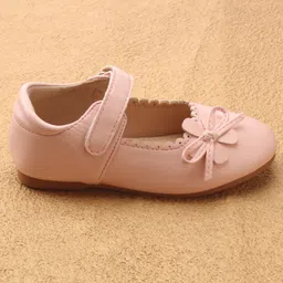 Babyoye Velcro Closure Ballerina With Floral Applique - Pink image 4