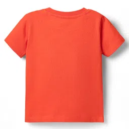 Babyhug Single Jersey Knit Striped Dungaree & Half Sleeves T-Shirt With Teddy Bear Print - Red image 5