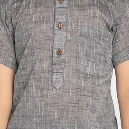 VASTRAMAY Boys Grey Melange Handloom Kurta image 2