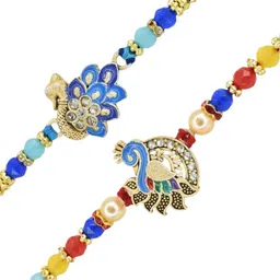 MEIRA JEWELLERY Set Of 2 Rakhi With Roli Chawal & Card image 5