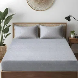 WEAVE AND DECOR Grey 300 TC Bedsheet with 2 Pillow Covers-picture-26