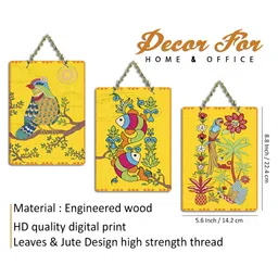 ArtVibes Yellow & Blue 3 Pieces Printed Wall Hanging Decors image 3