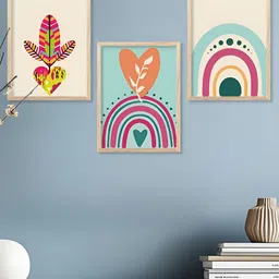 Kotart Brown & Blue 3 Pieces Modern Printed Wooden Wall Arts image 3