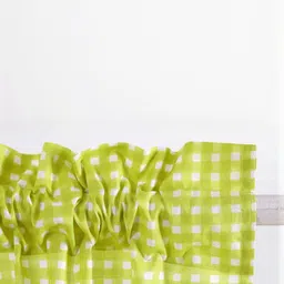 HANDICRAFT PALACE Green Checked Cotton Lightweight Window Rod Pocket Curtain image 4
