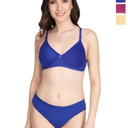 Liigne Pack Of 3 Everyday Non Padded Bra Pure Cotton Lingerie Set-picture-33