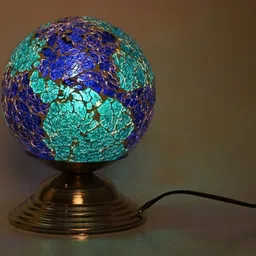 1ST TIME Blue Glass Cylinder Table Lamps image 2