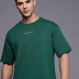 Allen Solly Drop-Shoulder Sleeves Relaxed Fit Pure Cotton T-shirt-picture-46