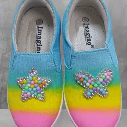 IMAGINO Star & Butterfly Applique Detailed Hand Painted Canvan Shoes - Blue-picture-21