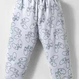 Zero Interlock Knit Full Length Lounge Pant with Vehicle Print Pack of 3 - Cream Aqua Blue & Silver image 2