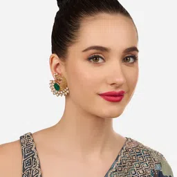 Zaveri Pearls Set Of 2 Gold-Plated Artificial Stones Studded & Beaded Animal Shaped Studs image 2