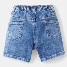 Babyhug Cotton Spandex Knee Length Stretchable Washed Denim Shorts Fly With Zipper - Blue image 3