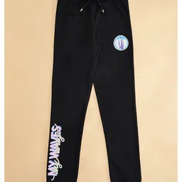 Pantaloons Junior My Way Text Printed Cotton  Jogger - Jet Black image 4