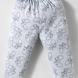 Zero Interlock Knit Full Length Lounge Pant with Vehicle Print Pack of 3 - Cream Aqua Blue & Silver image 3