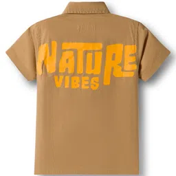 kookie kids india Kookie Kids Cotton Woven Half Sleeves Shirt With Text Print - Beige image 3