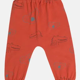 MINI KLUB Cotton Pack Of 2 Solid & Animals Printed Diapper Pajamas - Red & Blue image 5