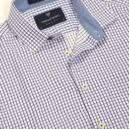 Thomas Scott Men Smart Spread Collar Gingham Checked Cotton Formal Shirt image 5
