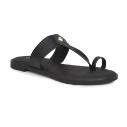 Bata Black Womens Toe Ring Flats-image-33
