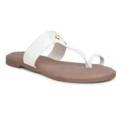 Bata White Womens Toe Ring Flats-image-96