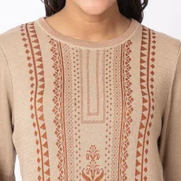 KEIKO Geometric Woven Design Round Neck Jacquard Straight Kurta image 2