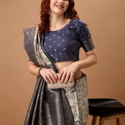 F FASHION Woven Design Zari Silk Blend Banarasi Saree image 3