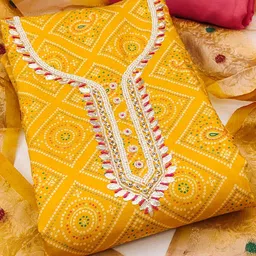 Maroosh Bandhani Printed Beads & Stones Cembric Cotton Unstitched Dress Material-picture-32