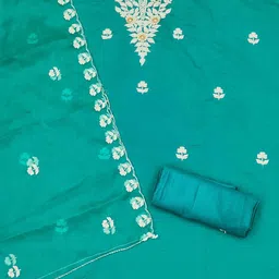 Panzora Floral Embroidered Thread Work Unstitched Dress Material image 2