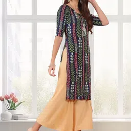 SZN Women Ethnic Motifs Crepe Straight Kurtas-image-74